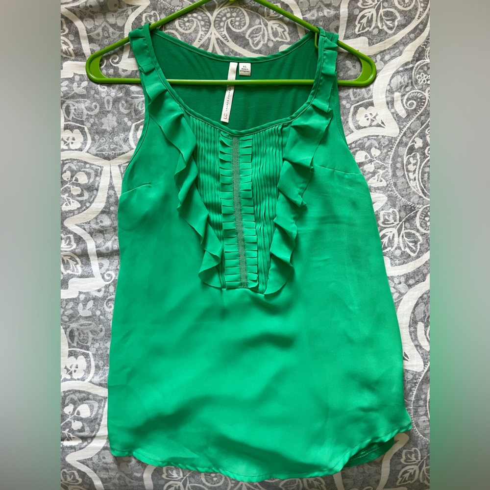 Green Tank Top with pleated detail